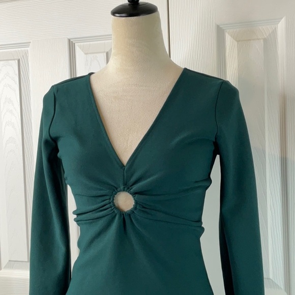 Abercrombie & Fitch Mini Dress Teal Ring-Front Event Size S - Picture 4 of 11